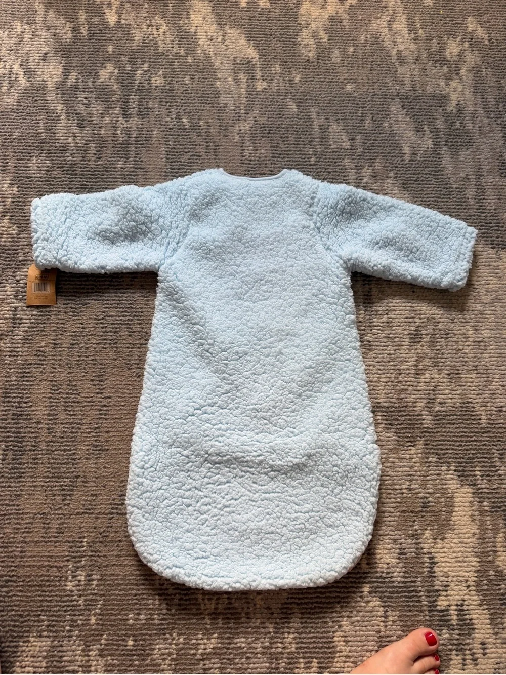 Chick Pea Light Blue Plush Bear Sleep Sack with Tan Bear Pocket Size - 6 months